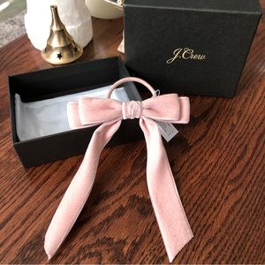 J Crew Pink Velvet Bow Hair Tie Blogger Fav